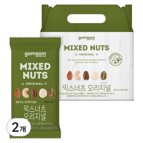 곰곰 믹스너츠 오리지널, 750g, 2개 750g × 2개 섬네일