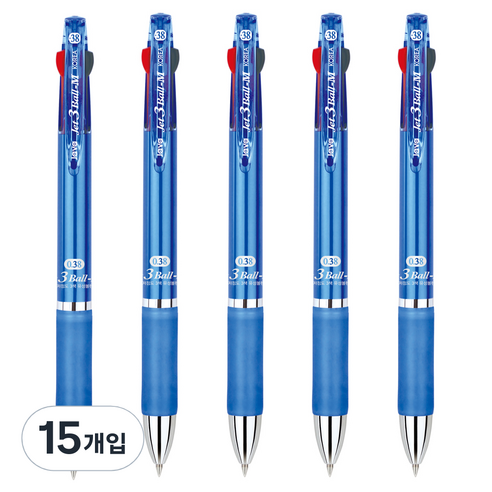 자바펜 제트 3볼 M 0.38mm, 블루, 15개입