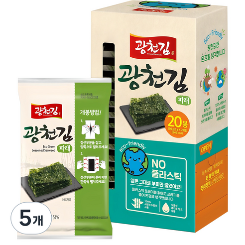 광천김 에코 파래 김, 100g, 5개