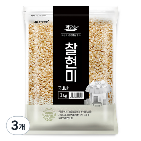더담은 국산 찰현미, 3개, 1kg