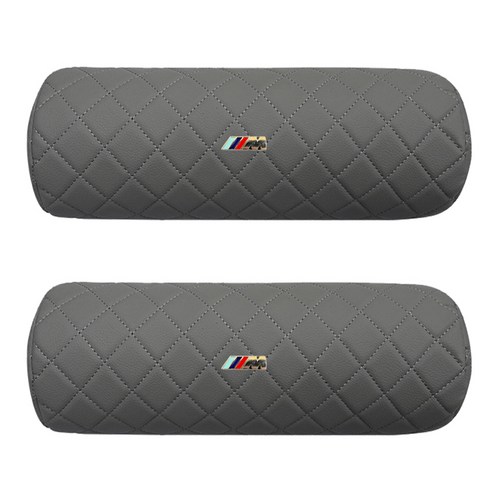 에르미 차량용 목쿠션 자동차 전체퀄팅, BMW-M+그레이, 2개