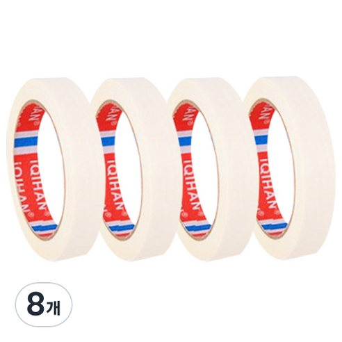 iQIHAN 다다 칼라 마스킹테이프 흰색 20 mm x 20 m, 8개