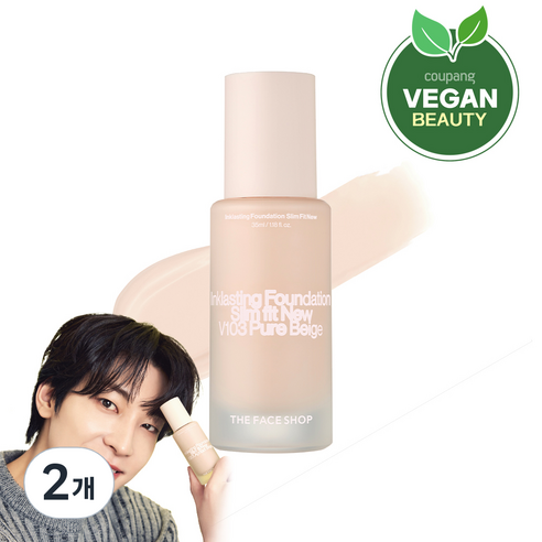 더페이스샵 잉크래스팅 파운데이션 슬림핏 뉴 35ml, V103, 2개