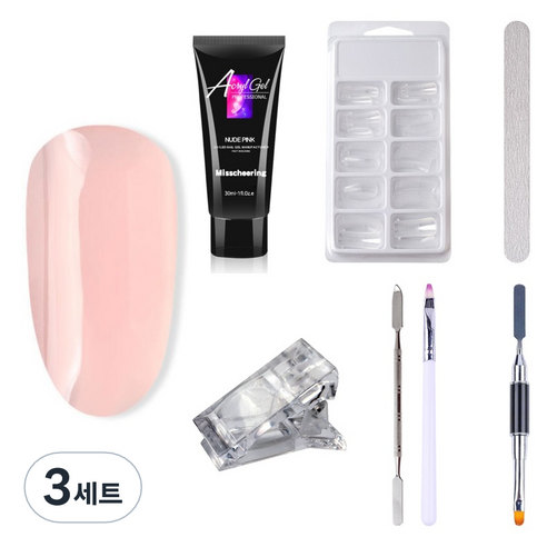 미스치어링 에스떼오뜨젠 폴리젤 세트 네일 인조 손톱 연장 재료 누드핑크, 네일 연장세트 5종, 3세트