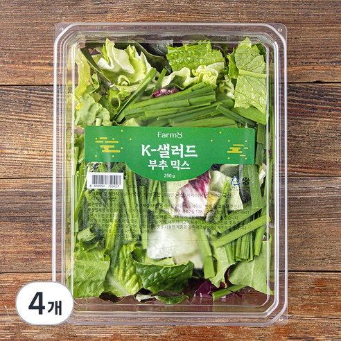 팜에이트 K-샐러드 부추 믹스, 250g, 4개