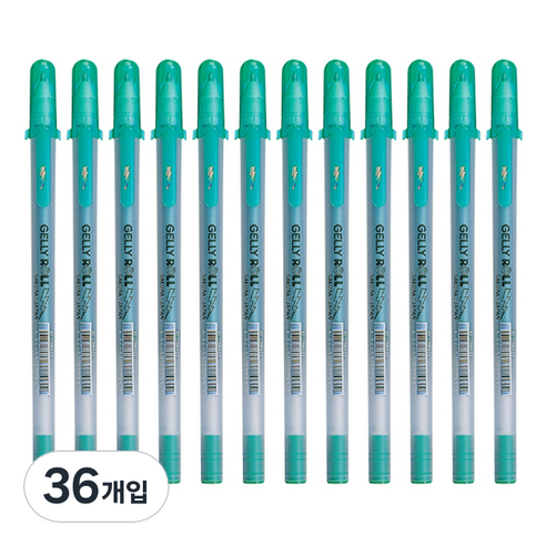 SAKURA 겔리롤 실버섀도우 젤잉크펜 1.0mm, 그린(629), 36개입