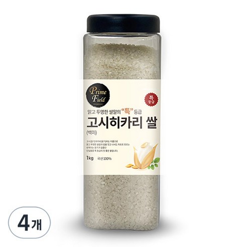 Prime Field 고시히카리 백미 특등급, 1kg, 4개