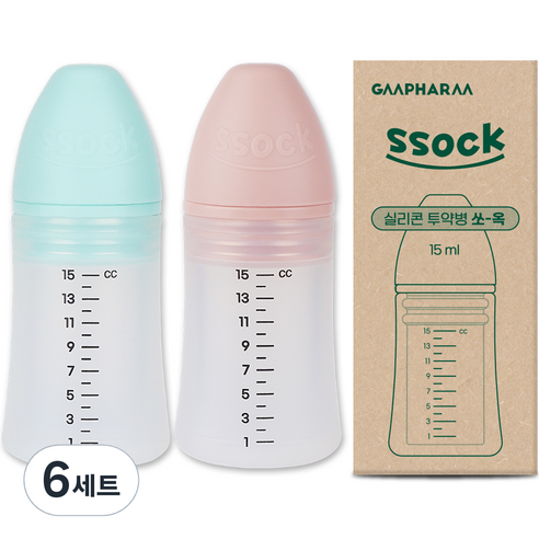 지엠팜 쏘옥 실리콘 투약병 민트 핑크 2종세트 15ml, 6세트