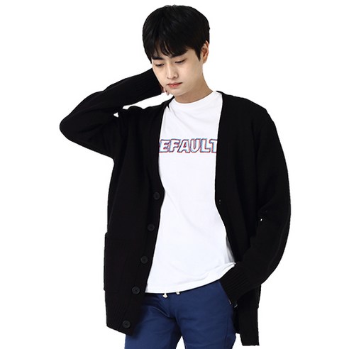 남성용 모던 소프트 니트 가디건, 블랙