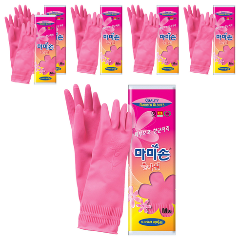 마미손 플라워 고무장갑, 중(M), 6개