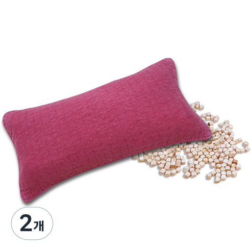 편백아트 프리미엄 편백 큐브칩 베이직 베개, 다홍(베개커버), 랜덤발송(속커버), 2개