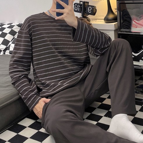 세컨핑크 남성용 데일리 긴팔 상하의 잠옷 세트
