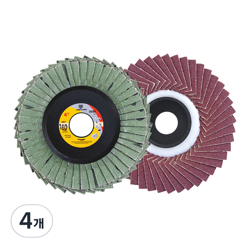 바벨롭 그라인더 사포날 해바라기 휠 페이퍼 100mm 180방, 4개