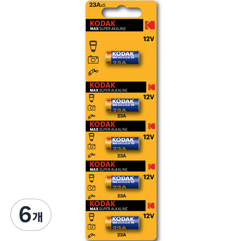 코닥 MAX 23A MN21 12V 알카라인 특수 건전지, 5개입, 6개