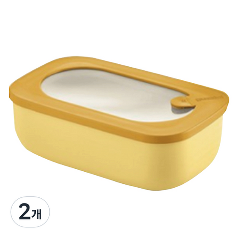 구찌니 스토어 앤 모어 밀폐용기 직사각 오커 900ml, 2개, 단품