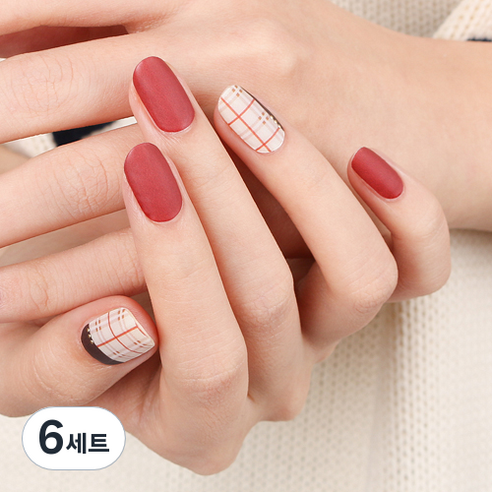 말랑 리얼 젤 네일스티커, 어텀체크, 6개