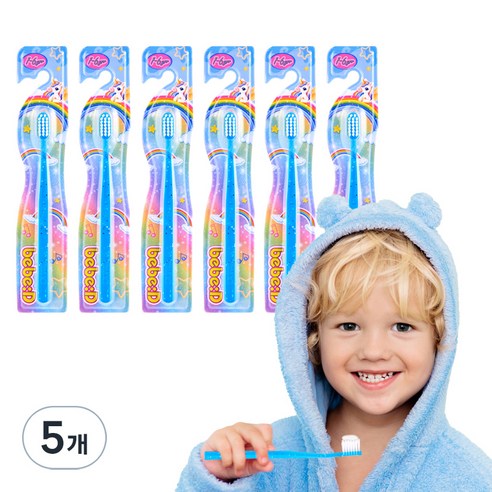 bebeD 초콜릿도 잘 닦이는 칫솔, 반짝이블루, 6개입, 5개