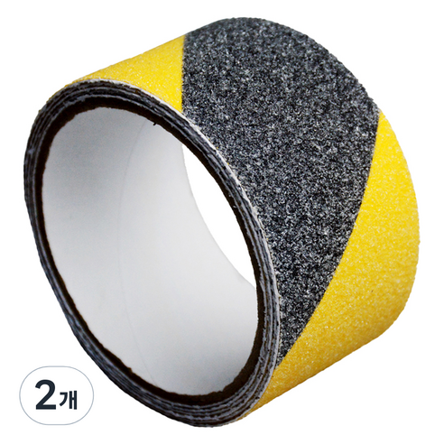 PVC 미끄럼 방지 안전 테이프 검정 + 노랑 폭 5cm x 길이 5m, 2개