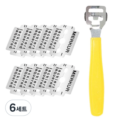 굳은살제거 발 각질 면도기 엘로우 + 면도날 10p 세트, 6세트