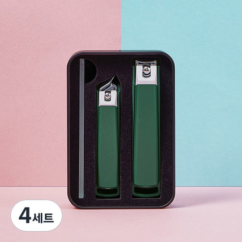 네일룸 컬러 손톱깎이 2종 + 네일샤이너 세트, 그린, 4세트