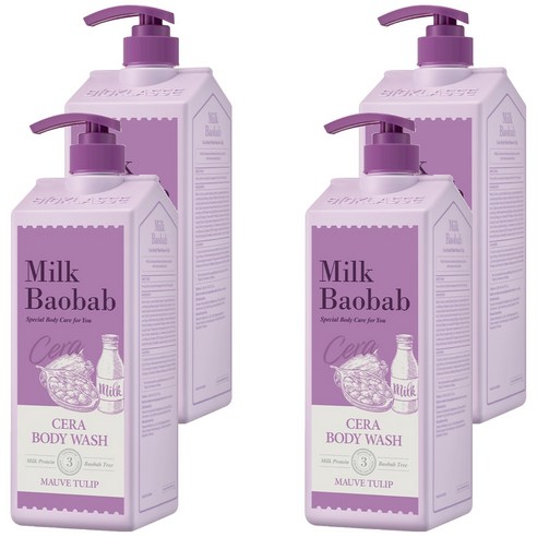 밀크바오밥 세라 바디워시 모브튤립, 1200ml, 4개