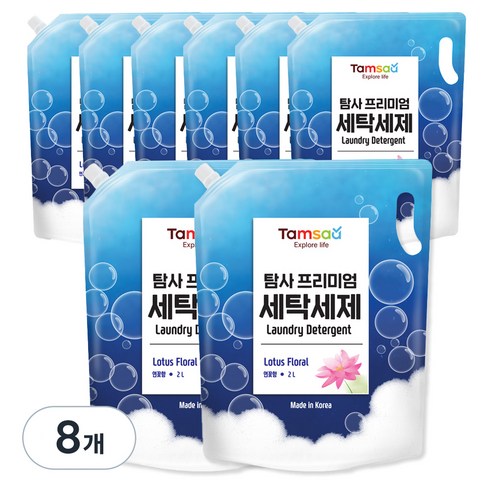 탐사 프리미엄 온가족 액체 세탁세제, 2L, 8개