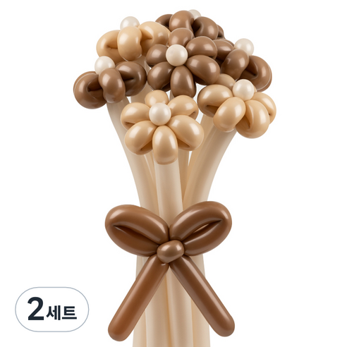 셈퍼텍스 요술풍선 데이지 튤립 꽃다발 만들기 세트, 카푸치노 2색혼합, 2세트