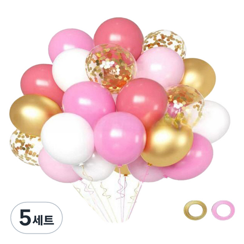 만들하비 컨페티 풍선 30p 세트, 골드로즈(랜덤발송), 5세트