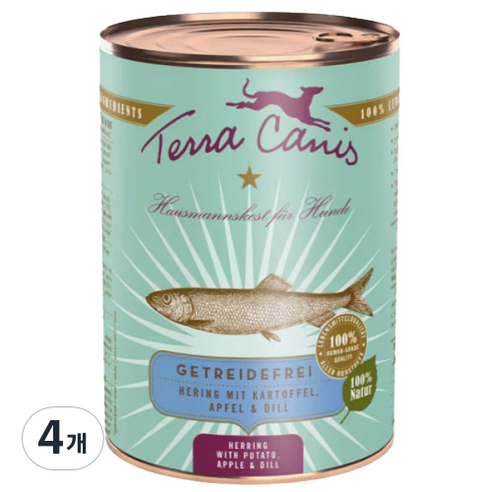 테라카니스 강아지 그레인프리 사료, 400g, 4개, 청어 / 감자