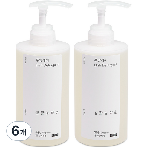 생활공작소 주방세제 자몽향, 500ml, 6개