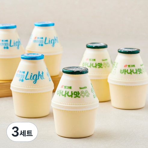 바나나맛우유 240ml x 3개입 + 바나나맛우유 라이트 240ml x 3개입 세트, 1.44L, 3세트