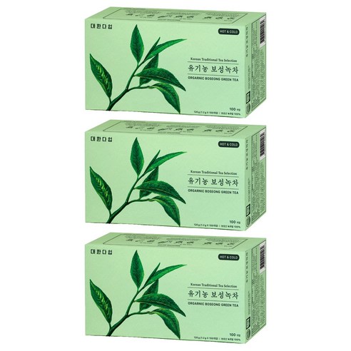 대한다업 유기농 보성녹차, 1.2g, 3개, 100개입