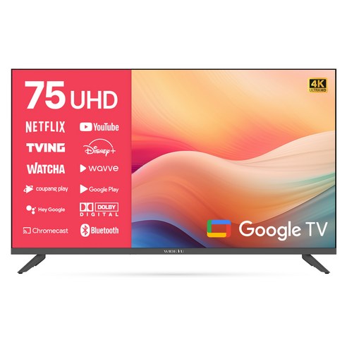 와이드뷰 4K UHD 구글3.0 스마트 TV, 190cm(75인치), WGE75UT1, 무타공 벽걸이형(추가비용발생), 방문설치