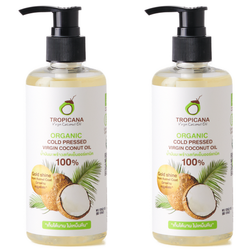 TROPICANA 유기농 압착 코코넛 페이스 바디오일, 250ml, 2개