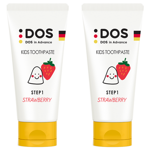 도스인어드밴스 유아치약 STEP1 무불소 딸기향, 60ml, 2개