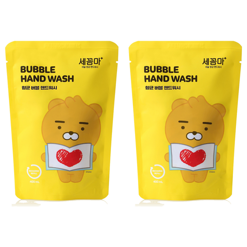 온더바디 세이프프렌즈 버블 항균 핸드워시 리틀라이언 파우더향 리필, 400ml, 2개