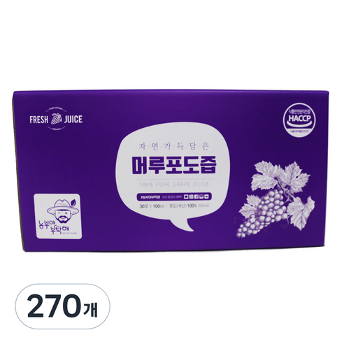 농부야부탁해 머루포도즙, 100ml, 270개