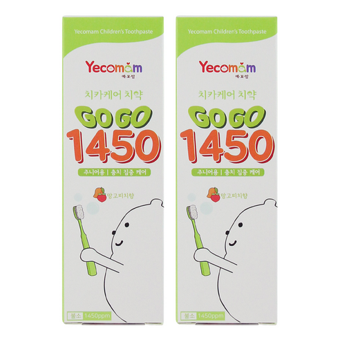 예꼬맘 아동용 고고 불소 1450 어린이 치약, 2개, 60g
