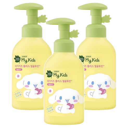 그린핑거 산리오 유아용 마이키즈 플러스 얼굴로션, 160ml, 3개