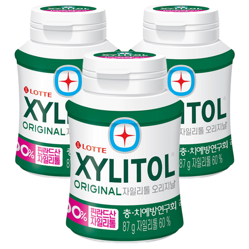 롯데제과 자일리톨 오리지날 츄잉껌, 87g, 3개