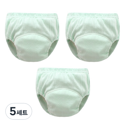 조이멀티 아동용 펀칭 단색파스텔 배변훈련팬티, 그린, 5세트