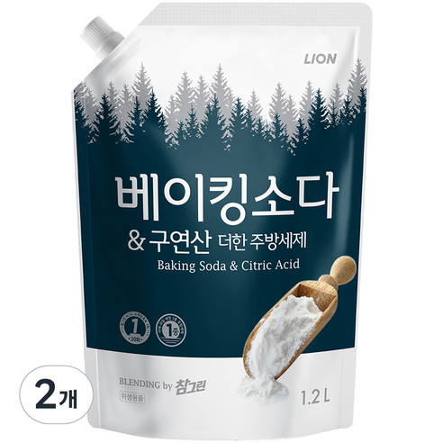 참그린 베이킹소다와 구연산을 더한 주방세제, 2개, 1.2L