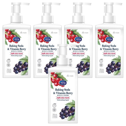 키친솝 베이킹소다&비타민 베리 고농축 친환경 주방 세제, 5개, 750ml