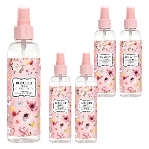 부케가르니 리프레쉬 화이트머스크 스프레이 데오드란트, 200ml, 5개