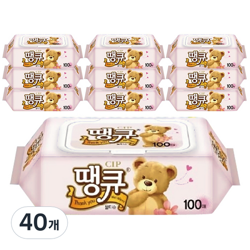땡큐 물티슈 캡형, 100매, 40팩
