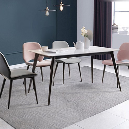 잉글랜더 야누스 양면 통세라믹 4인용 식탁 + 의자 4p 세트 방문설치, 그레이(식탁), 그레이,핑크(의자)