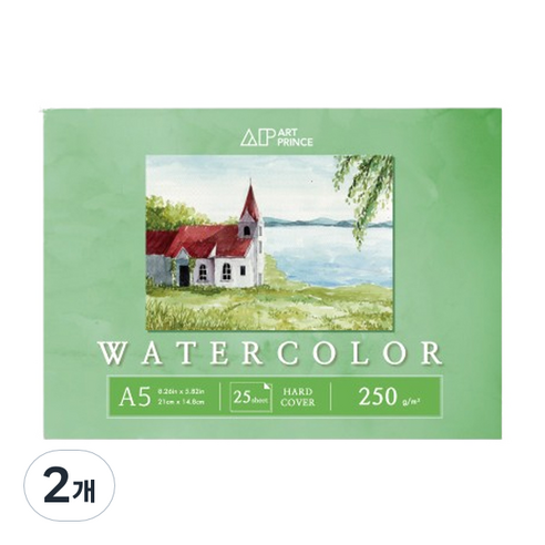 두성 아트프린스 워터컬러 수채화용 무선 스케치북 250g W10, A5, 25매, 2개