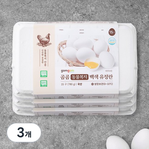곰곰 동물복지 백색유정란 15구, 3개