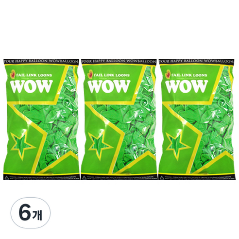 와우파티코리아 와우링커룬 풍선 15cm 50p, 파스텔 라임그린, 6개