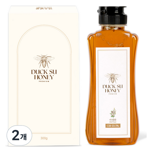 덕수벌꿀 국내산 야생화 벌꿀 튜브형, 300g, 2개